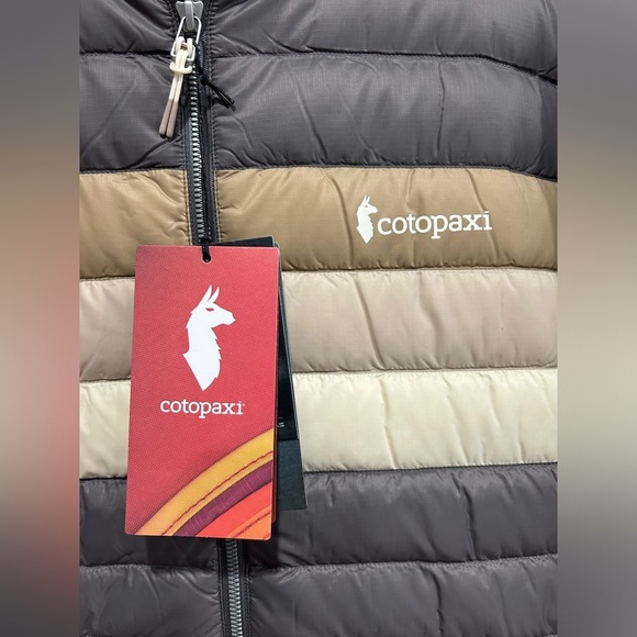 Cotopaxi Men’s XL Fuego Hooded Down Puffer Jacket Cinder Stripes Grey NWT - Picture 5 of 15